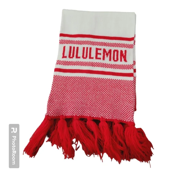 🧣Lululemon Unisex Red White Olympic Cheer Gear Scarf Spell Out Knit🧣 - Picture 12 of 14